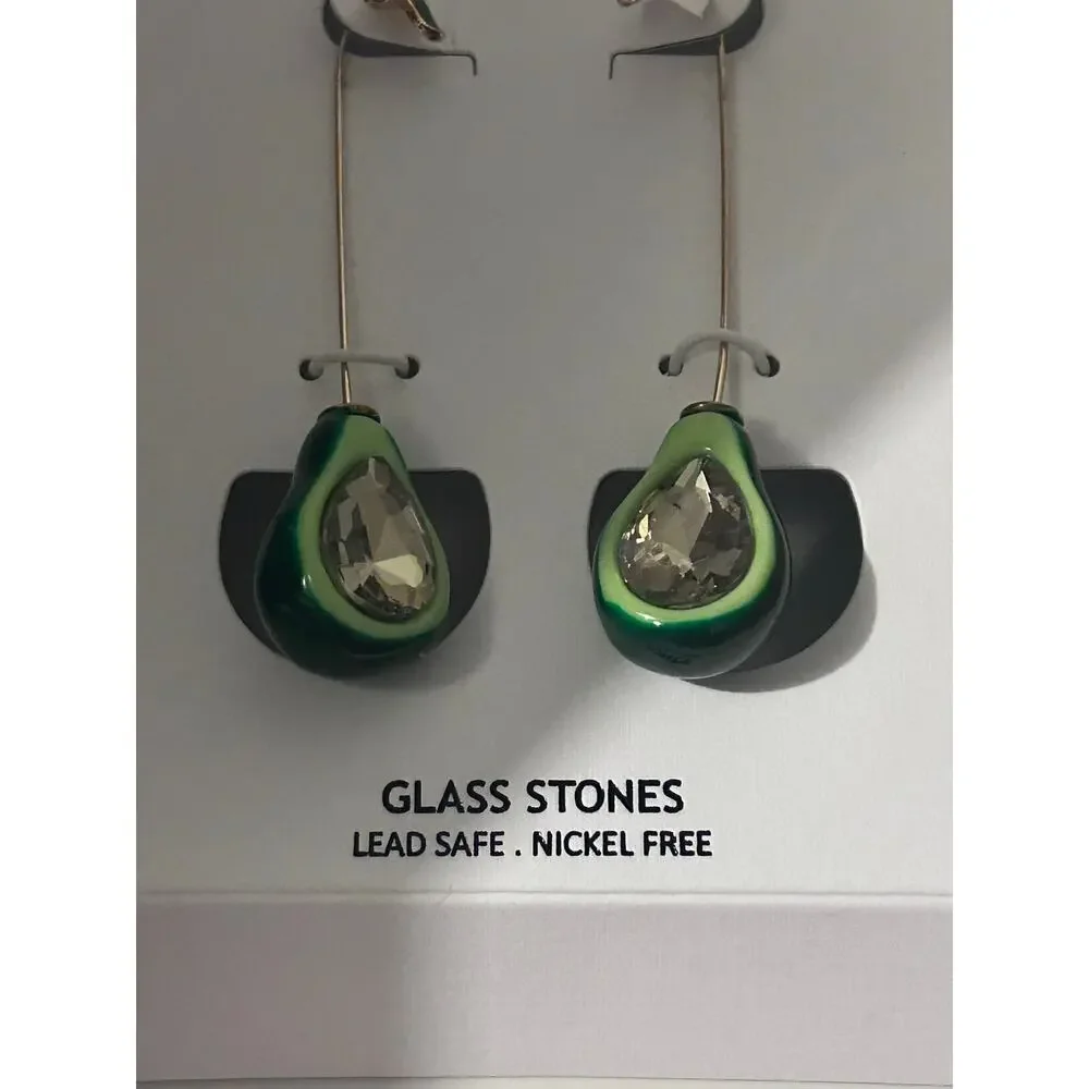 Piper K Avocado Party Preppy Casual Festival Whimsical Cuff 2.5” Dangle Earrings